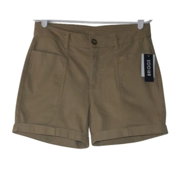 Briggs Womens Khaki Shorts With Rolled Hem & Pockets Size 6 Cotton Blend. NWT. - Picture 1 of 10